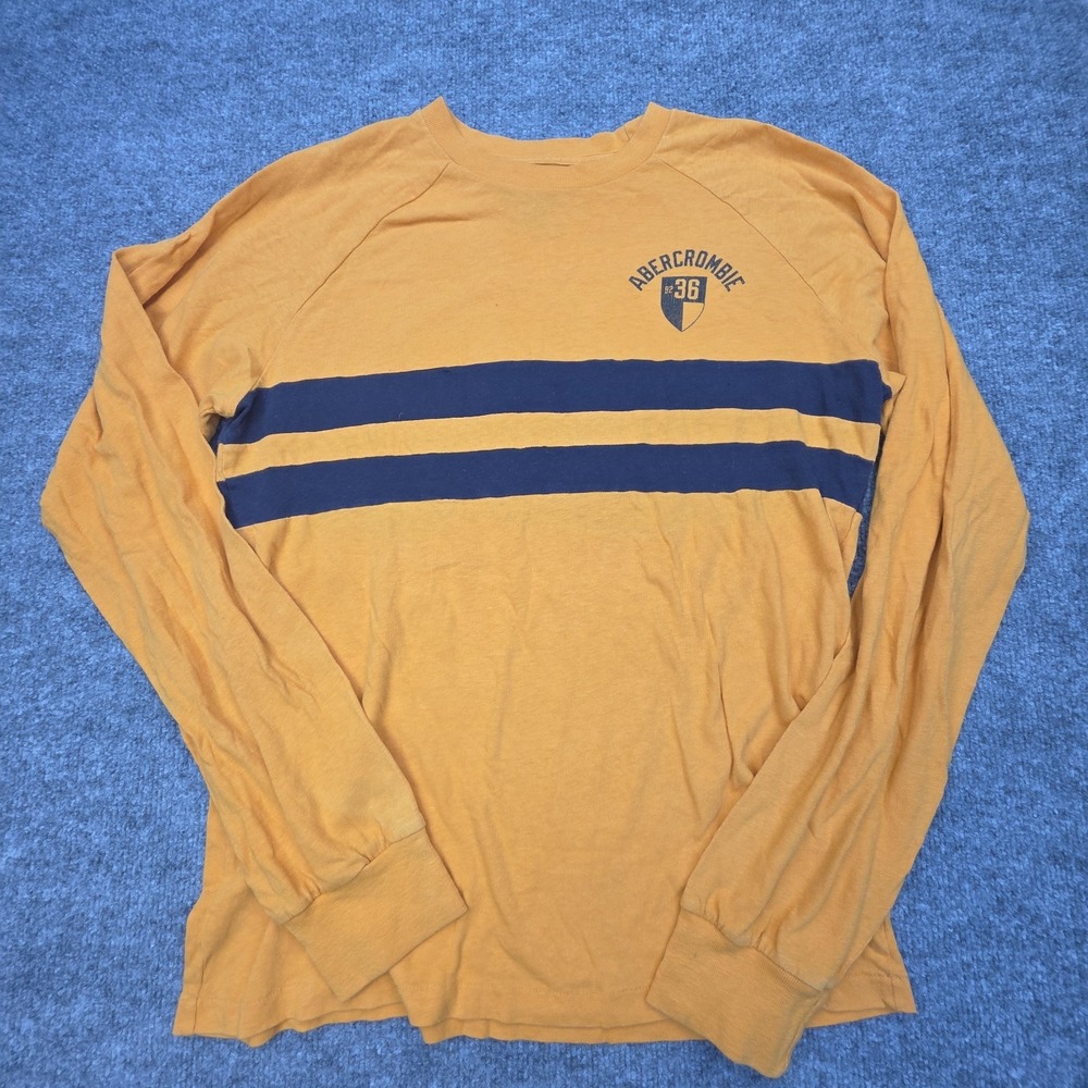 Vintage 90s Abercrombie & Fitch Long Sleeve Shirt Men's Medium Gold Navy Stripe
